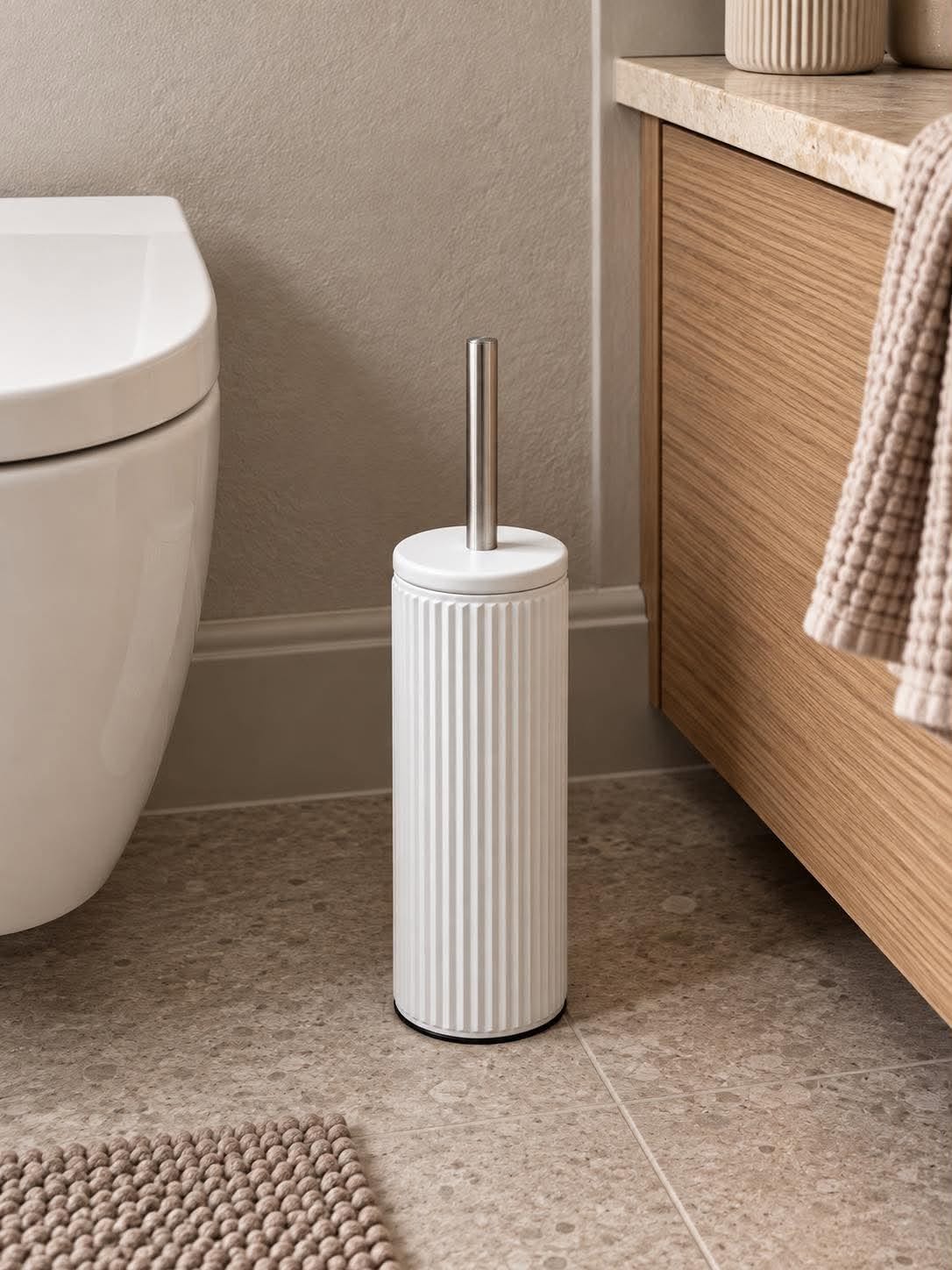 Toiletborstel geribbeld - Wit