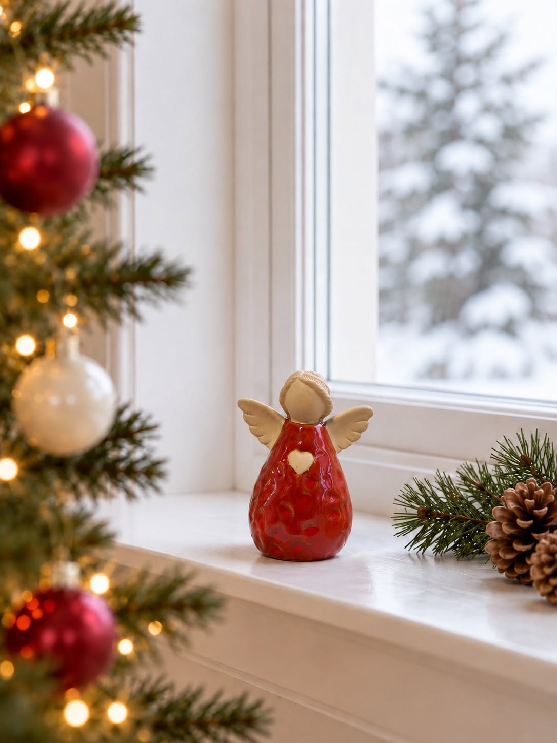 Engel keramiek – rood en beige