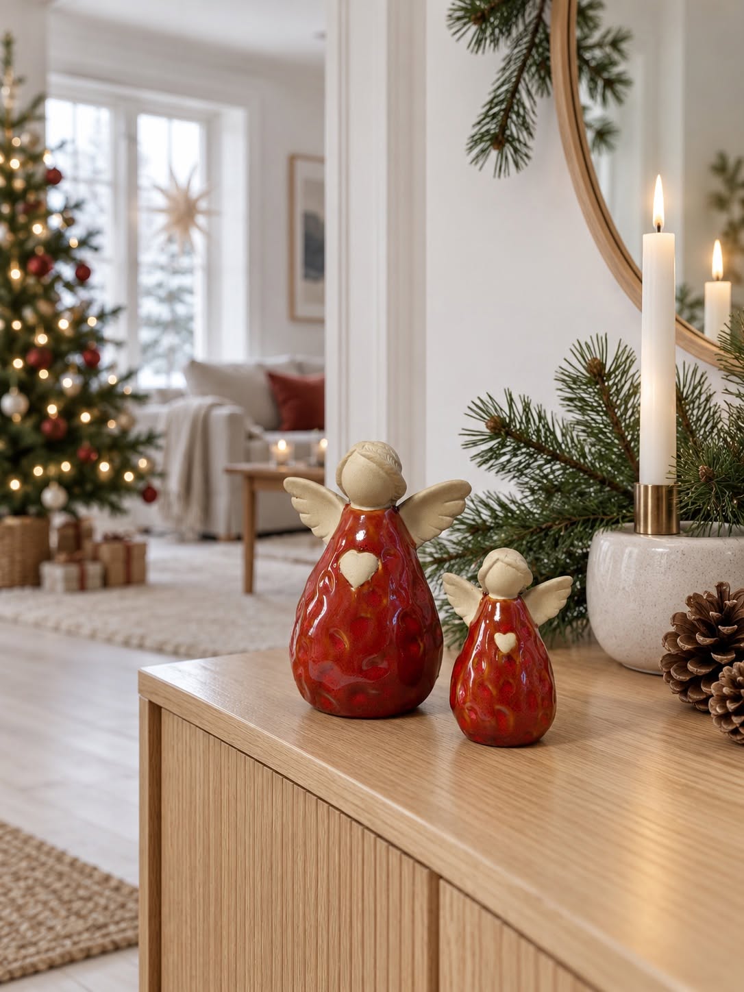 Engel keramiek – rood en beige