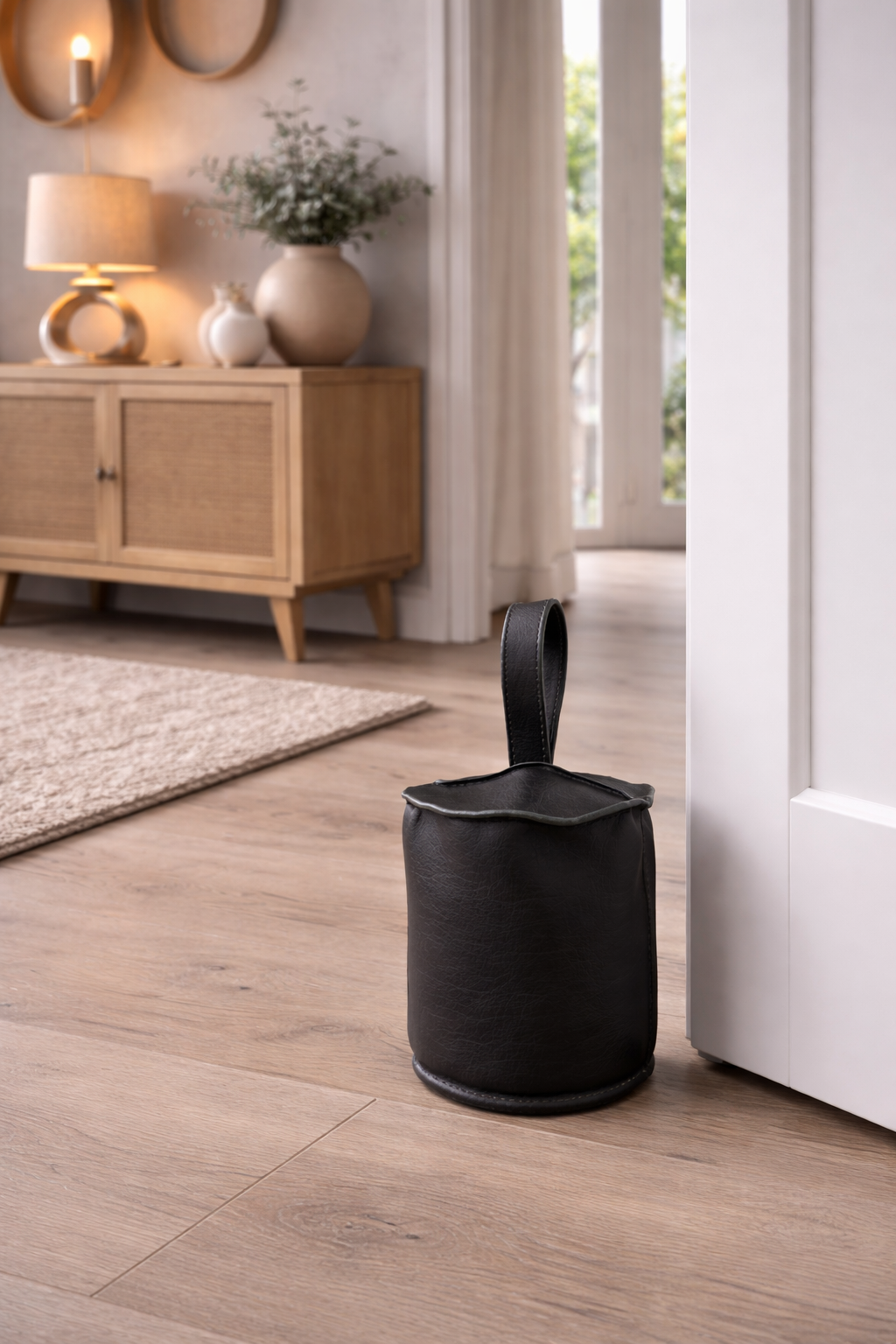 Deurstopper – Zwart leer