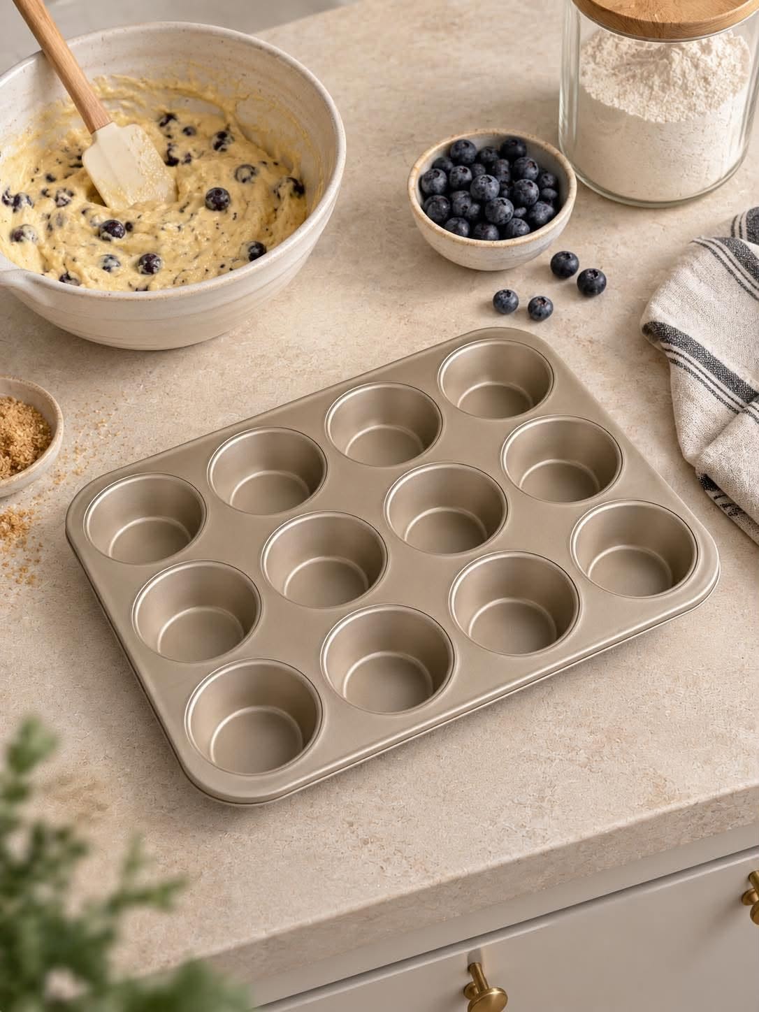 Muffinform til 12 stk - Nonstick belægning Golden