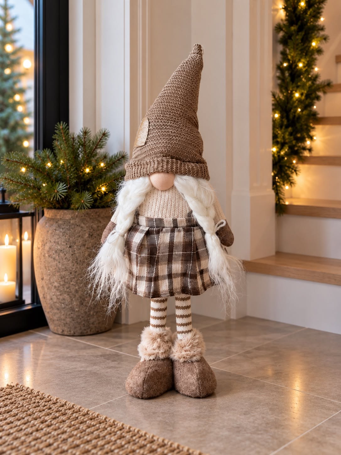 Kerstgnomen – geruite kerstfiguren