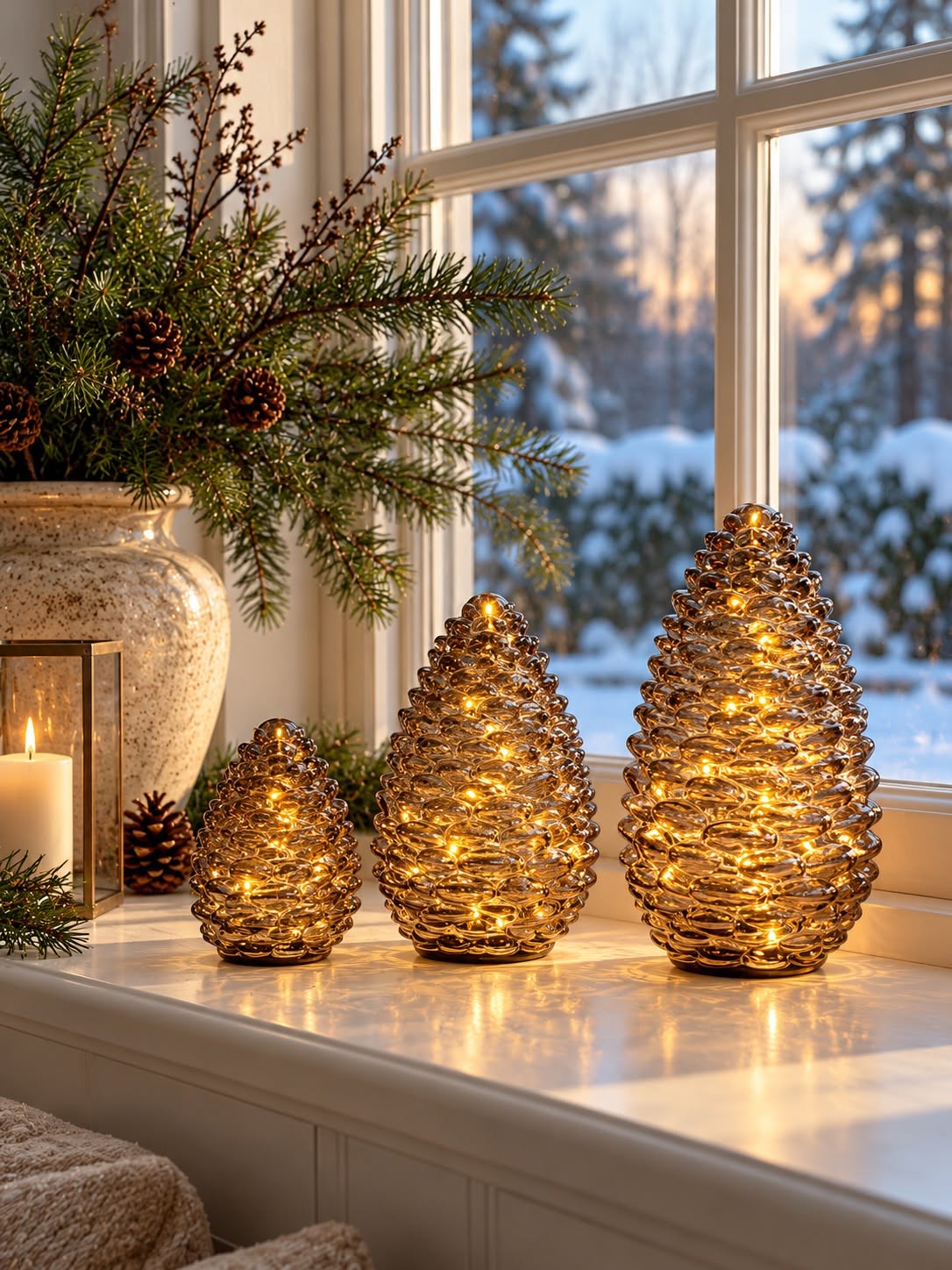 Dennenappel met LED-licht
