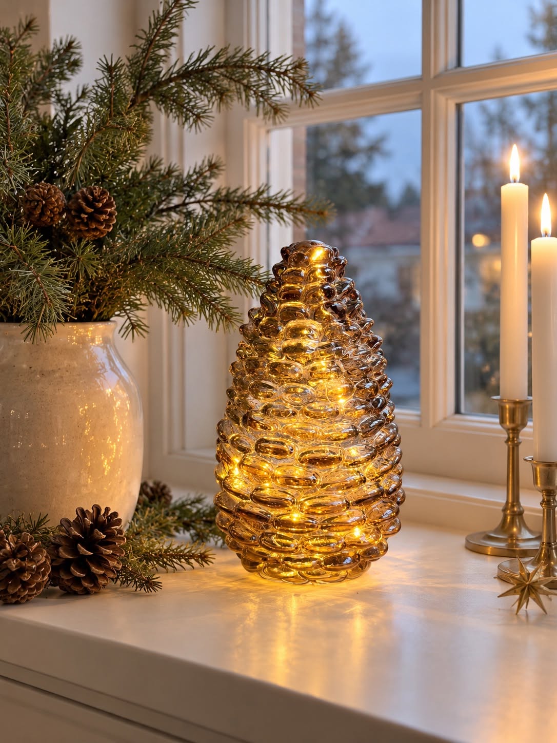 Dennenappel met LED-licht