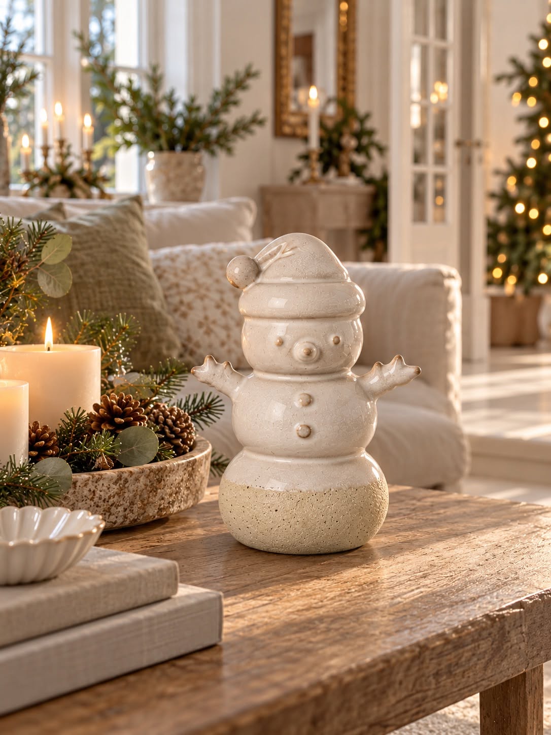 Sneeuwman keramiek – kerstfiguur