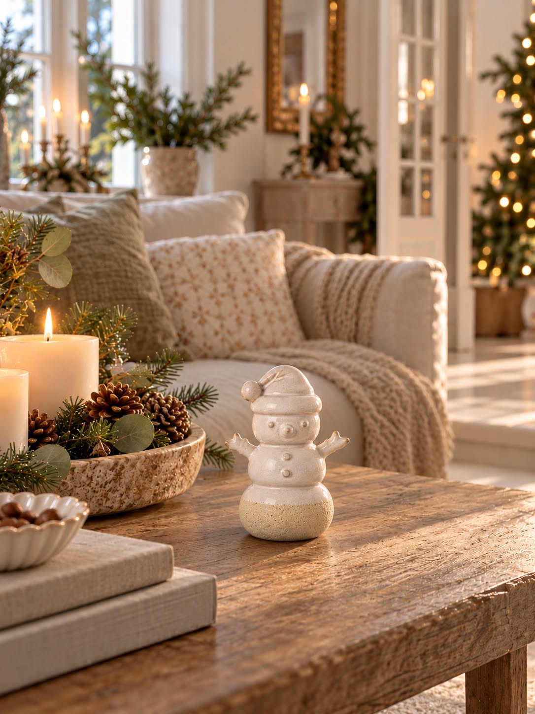 Sneeuwman keramiek – kerstfiguur