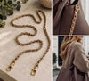 Tasriem ketting met leer - Coffee 124cm – Bruin/goud