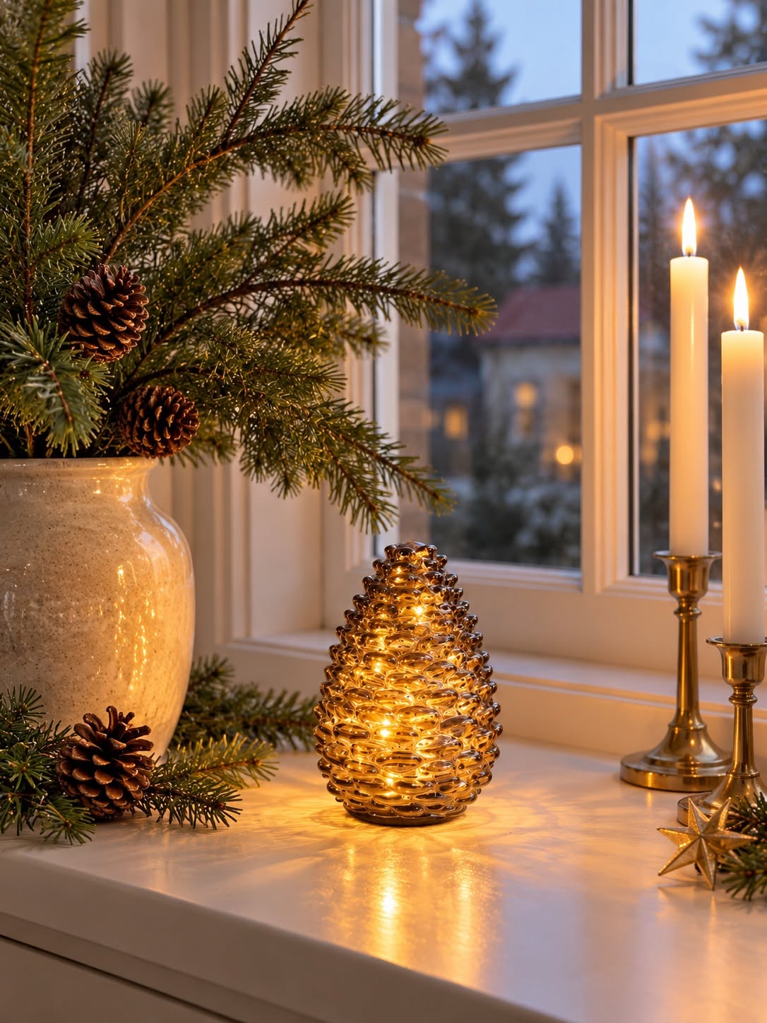 Dennenappel met LED-licht