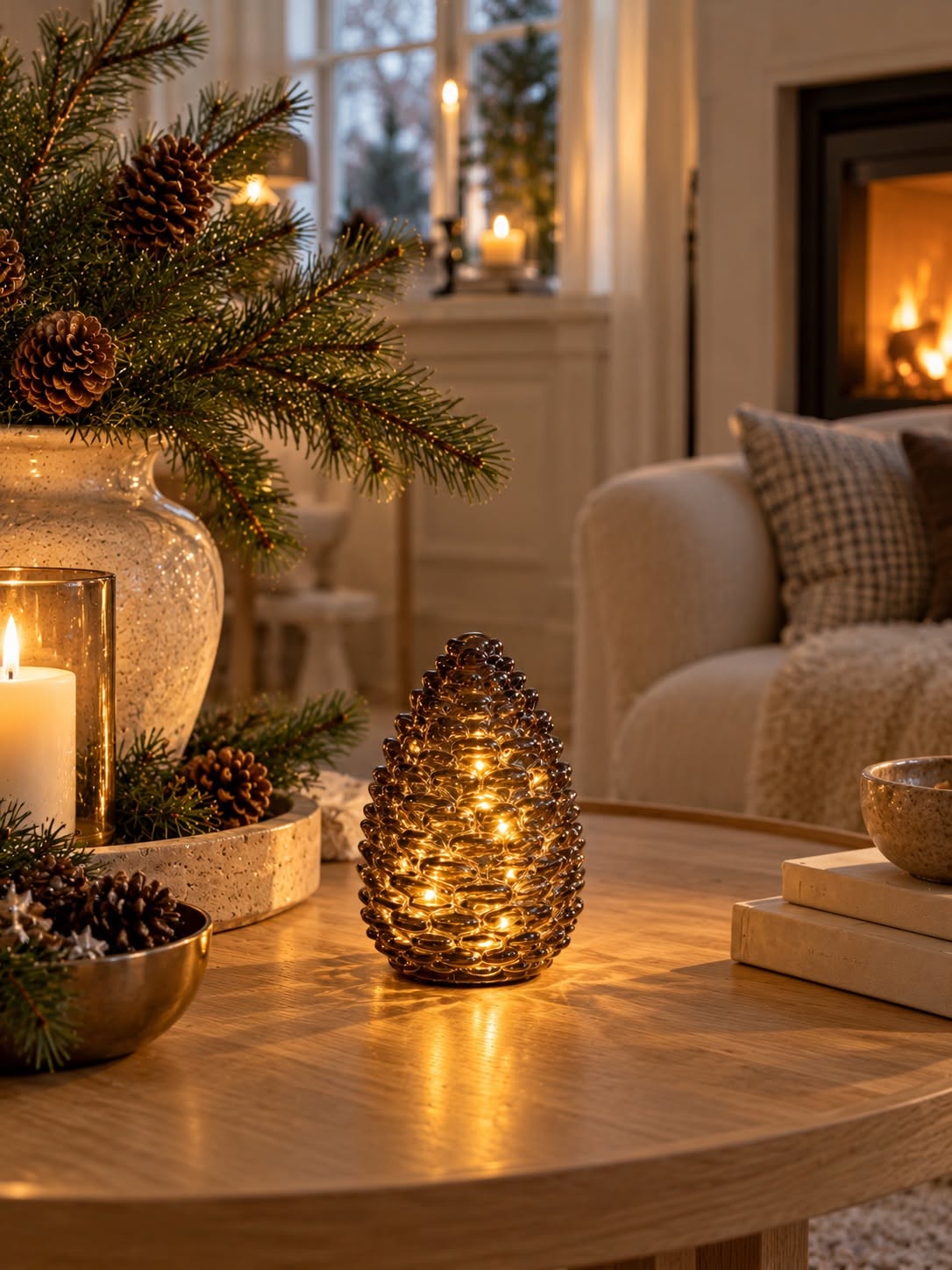 Dennenappel met LED-licht