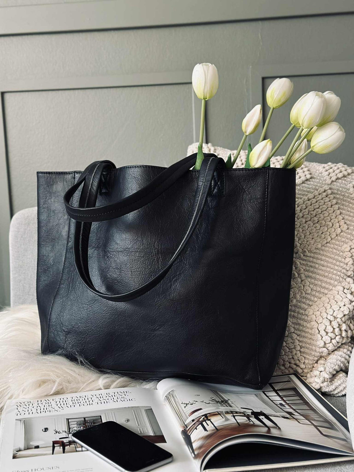 Shopper Anna - Black leather