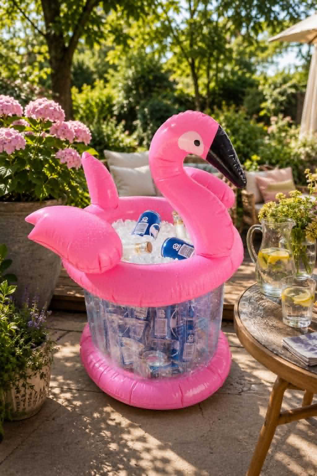 Drankkoeler - Opblaasbare flamingo