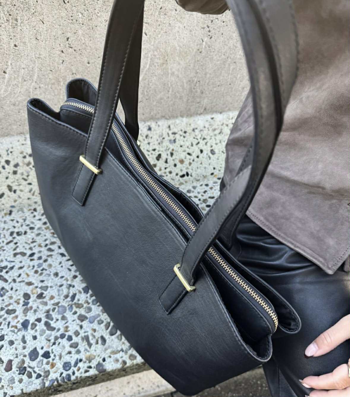 Werktas / shopper - Black leather