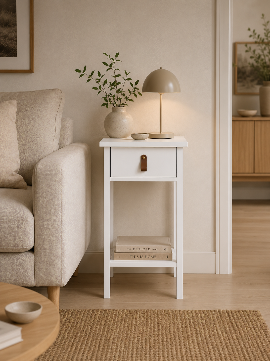 Tafel met lade en plank - Wit