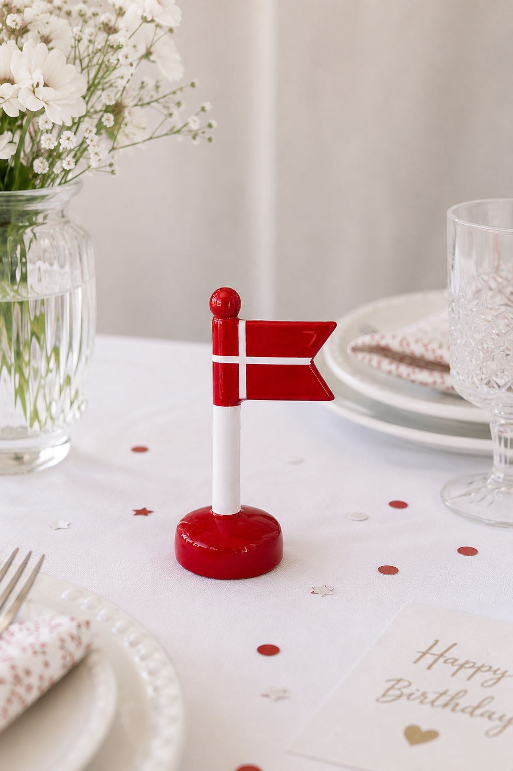 Vlag Dannebrog keramiek - 13cm
