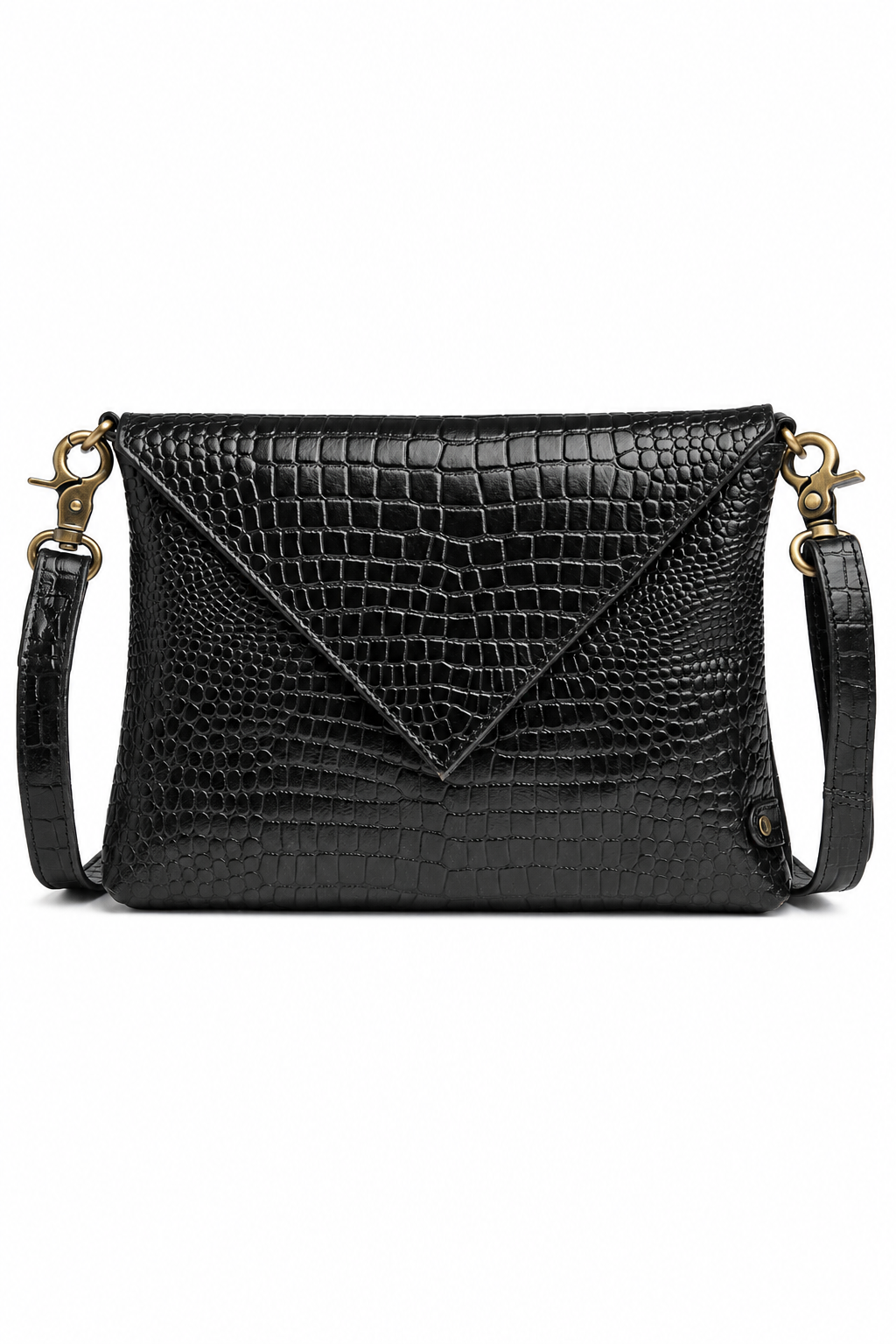 Clutch croco van leer - Black