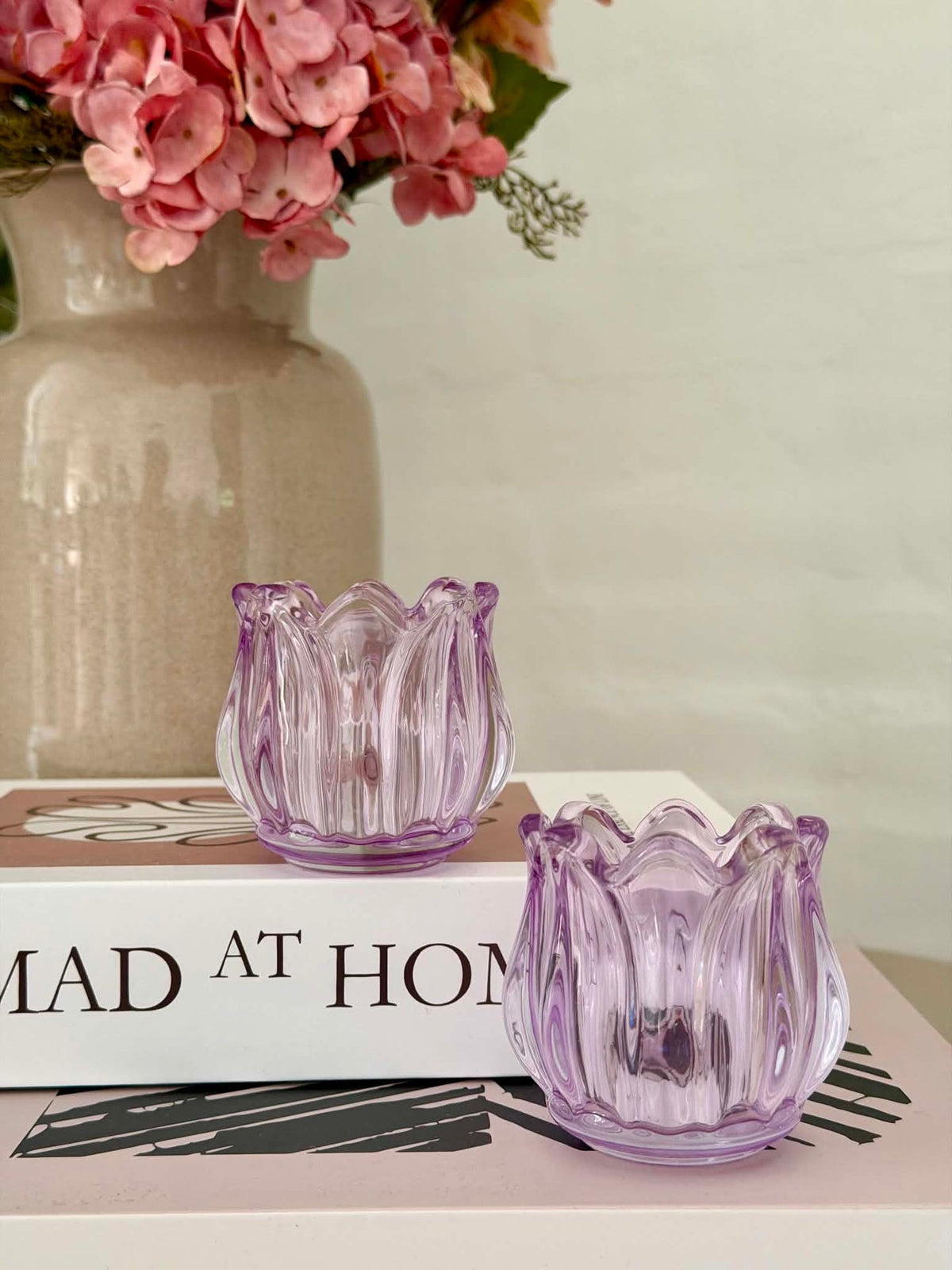 Kandelaar paarse tulp - Set van 2 stuks
