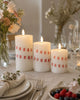 LED stompkaarsen met bloemen – Set van 3 stuks en afstandsbediening