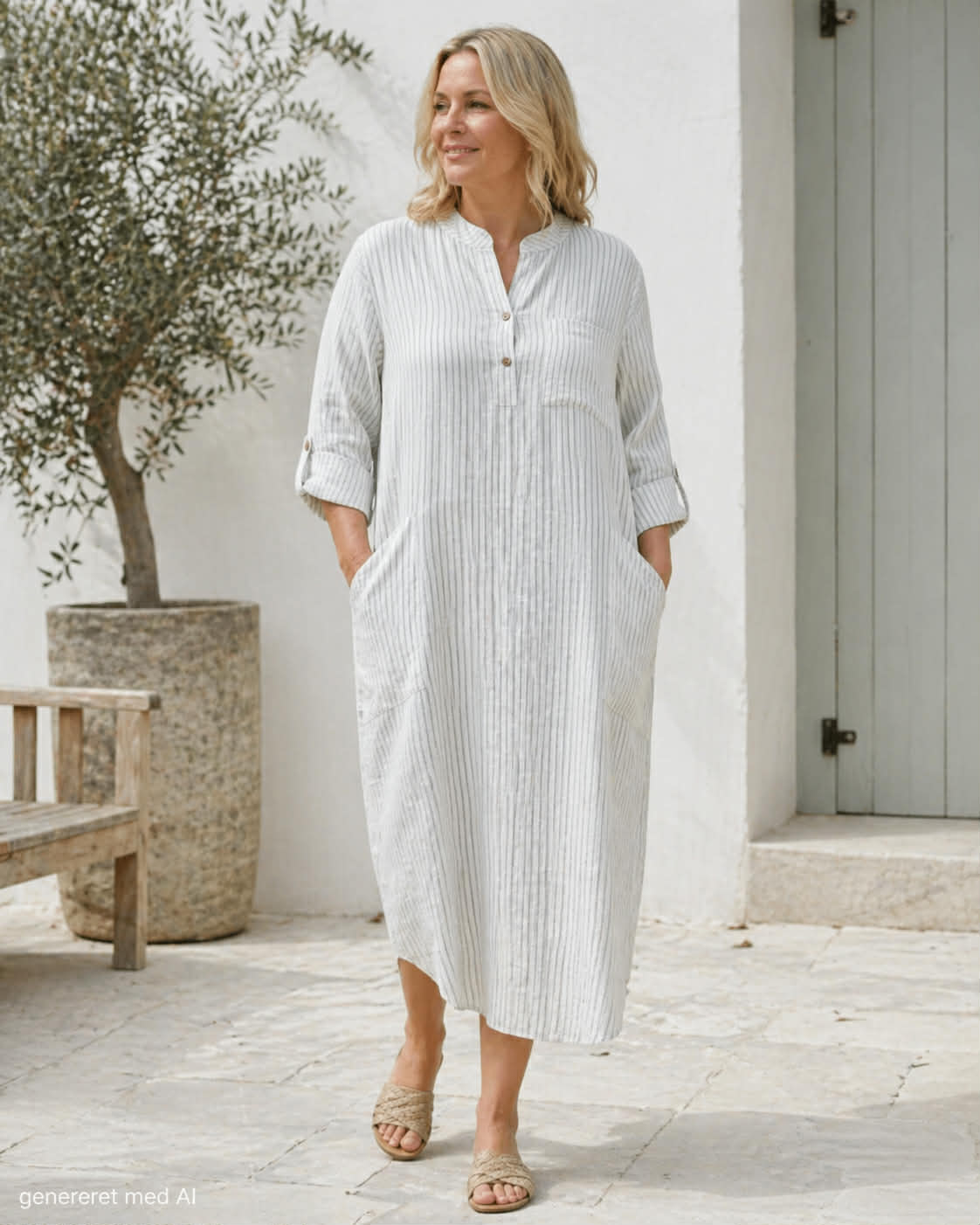 Jurk Linnen – Grey Stripe