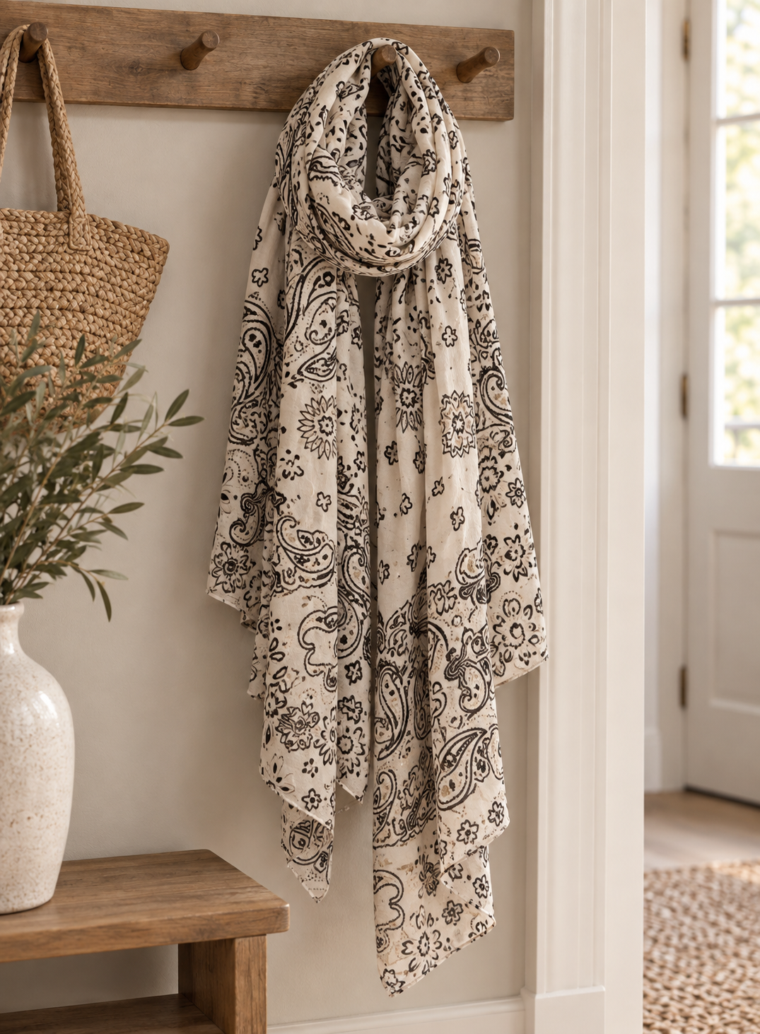Sjaal viscose/wol - beige