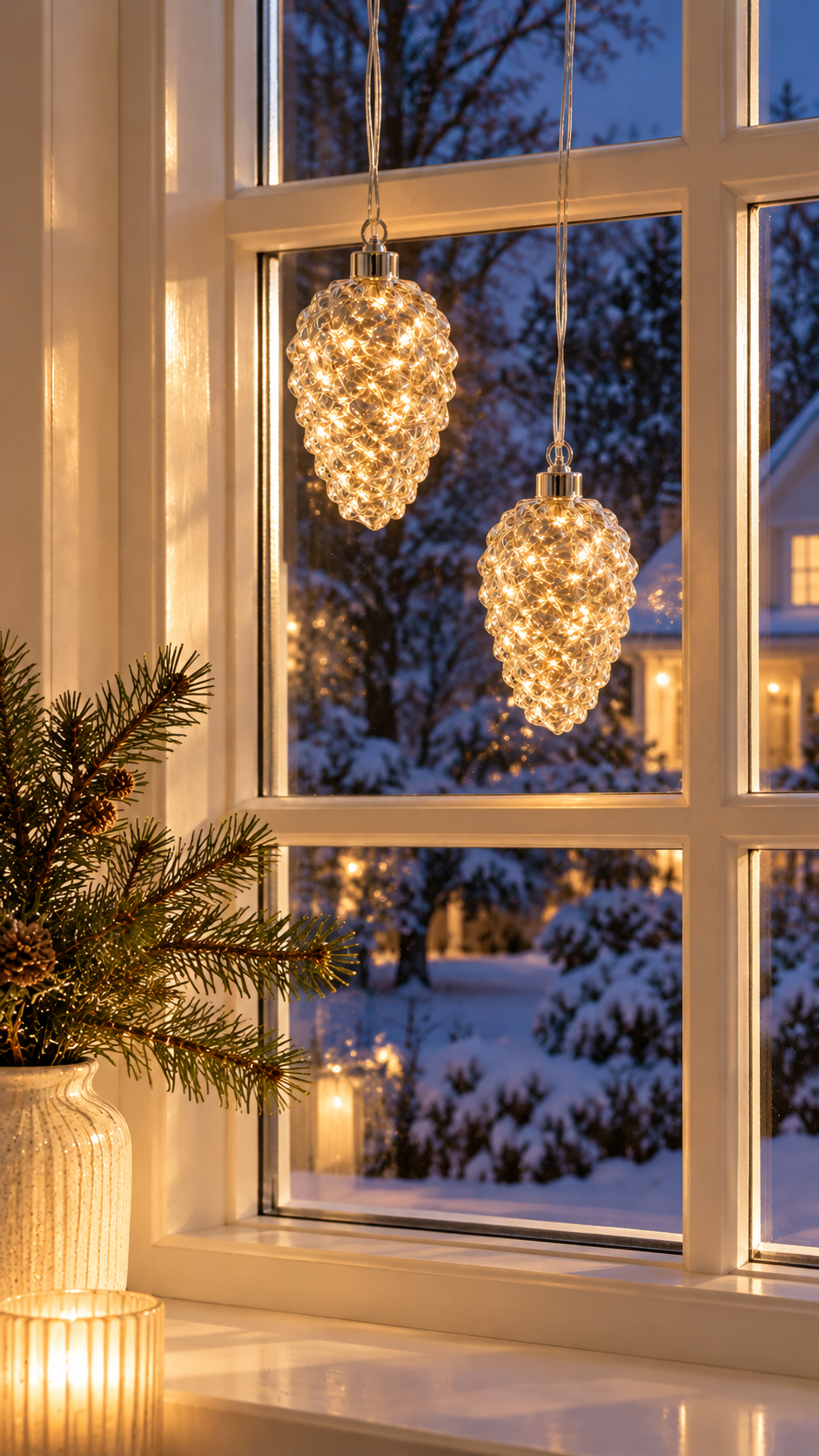 Dennenappel met licht – glazen LED-decoratie