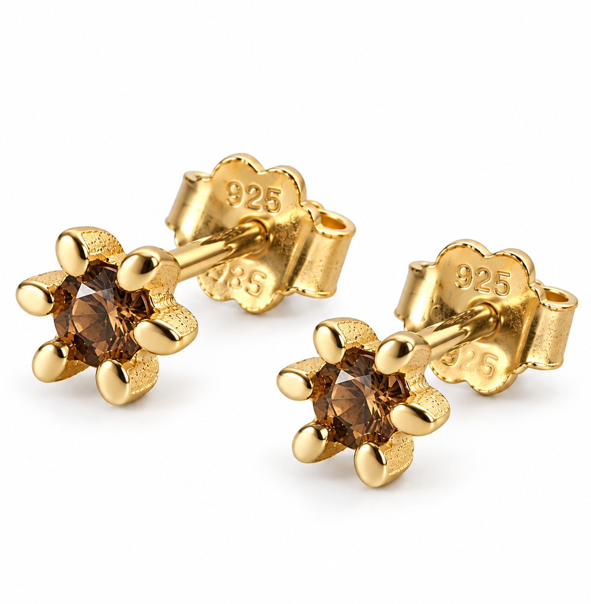Oorknopjes GIA Brown - Sterling Zilver