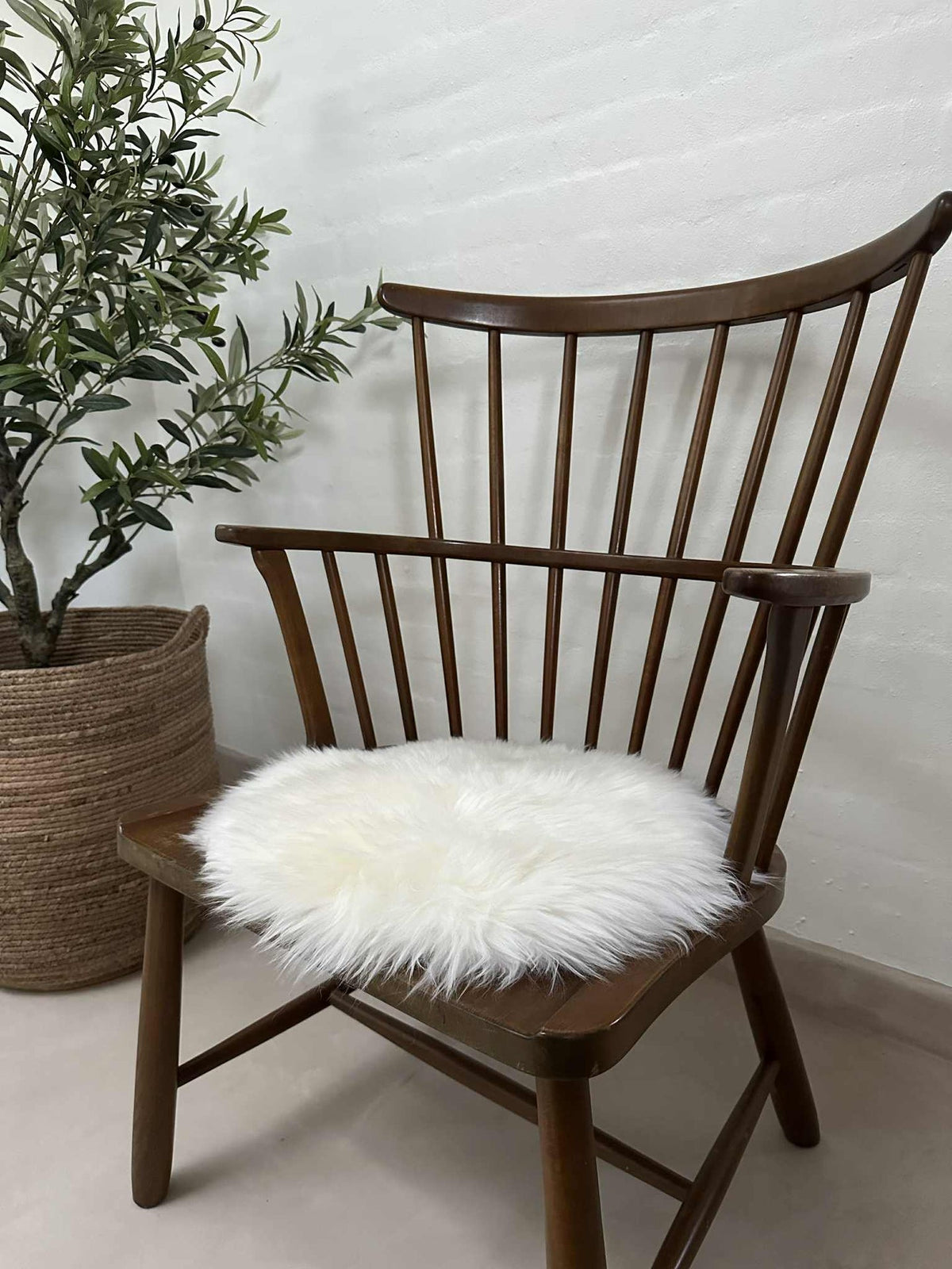 Zitkussen Ø 34 cm - Wit lamsleer