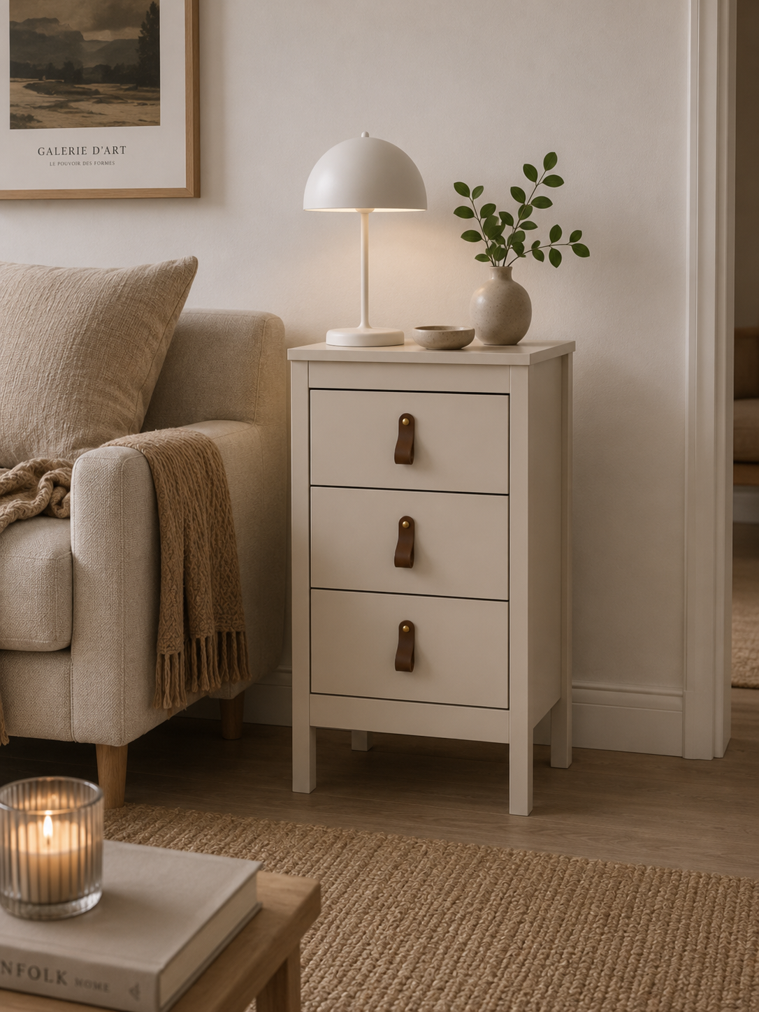 Nachtkastje Madrid met 3 lades - Cashmere
