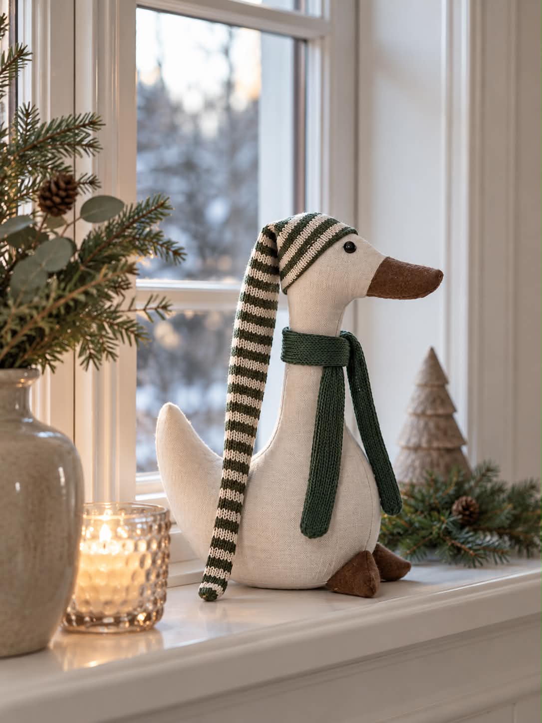 Kerst-eend met groene muts