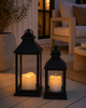 LED lantaarns met stompkaars en timer - Set van 2 stuks