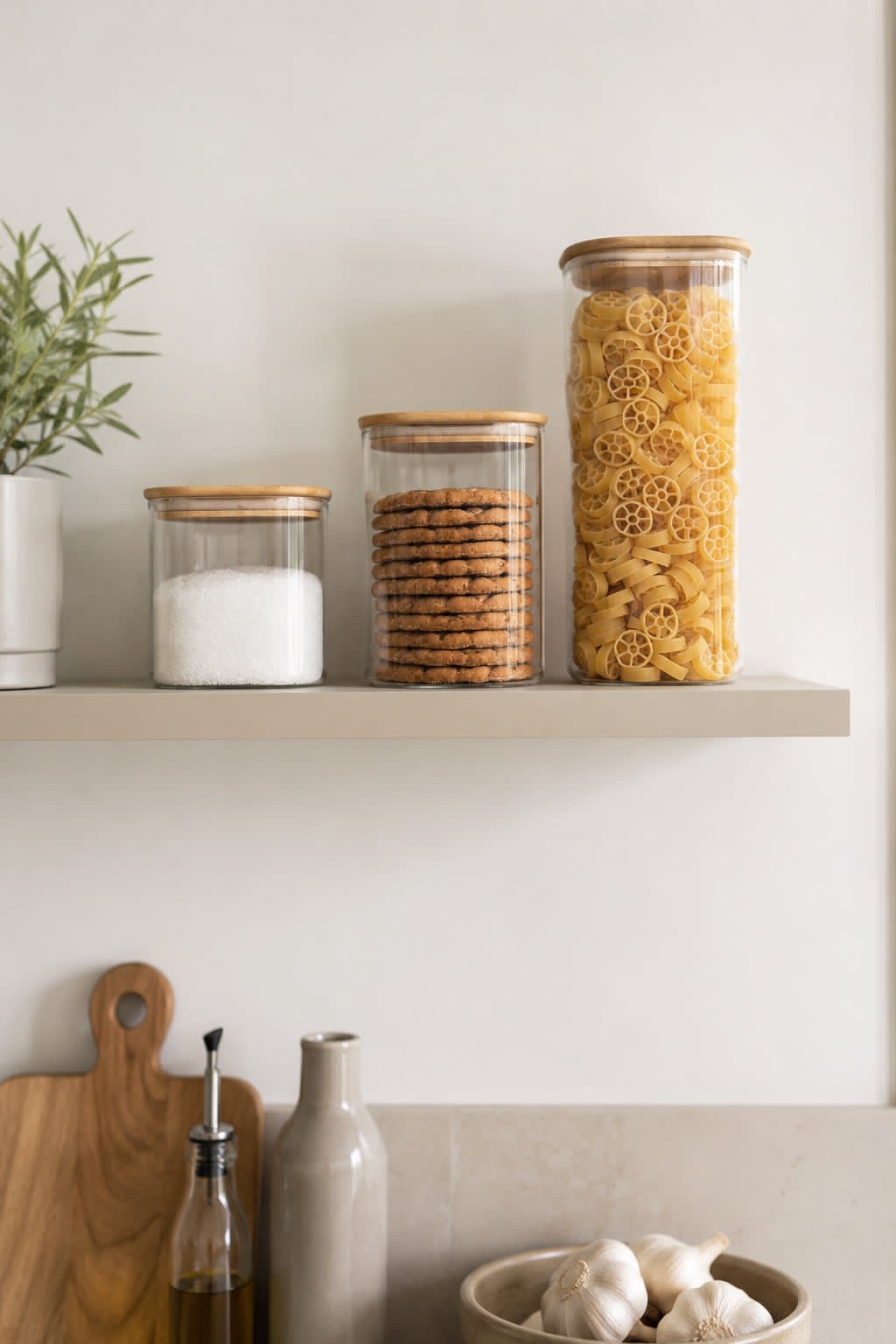 Voorraadpotten met bamboedeksels - Set van 3 st.