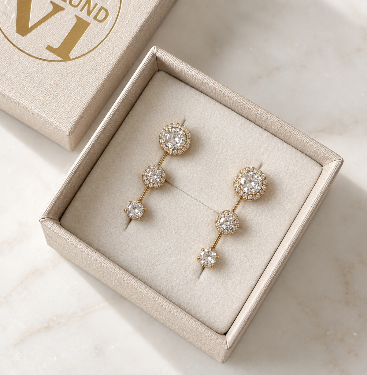 Mix box met 6 oorbellen - Bea 18k verguld