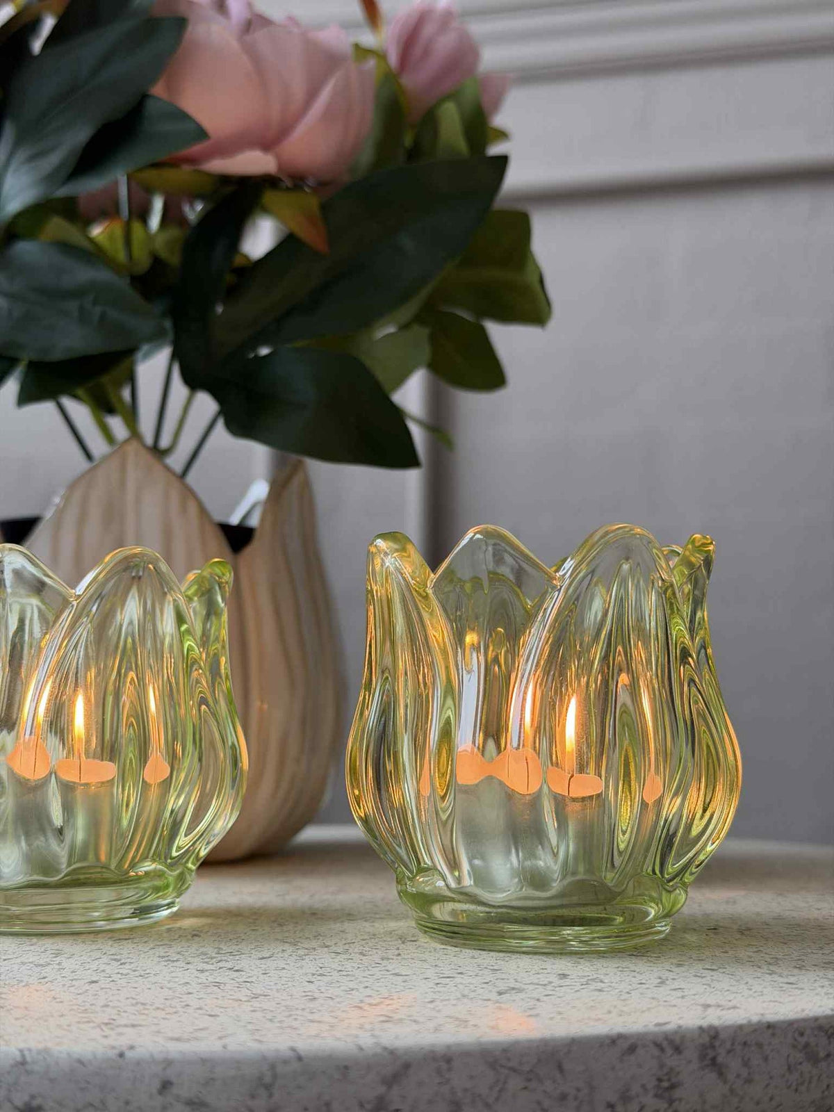 Lichttheelichthouders Tulpen 3st. - Groen
