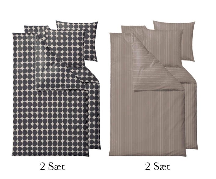 Beddengoedset, 4 sets - Södahl voordeelverpakking - 2x Bubbles Ash & 2x Zen Taupe
