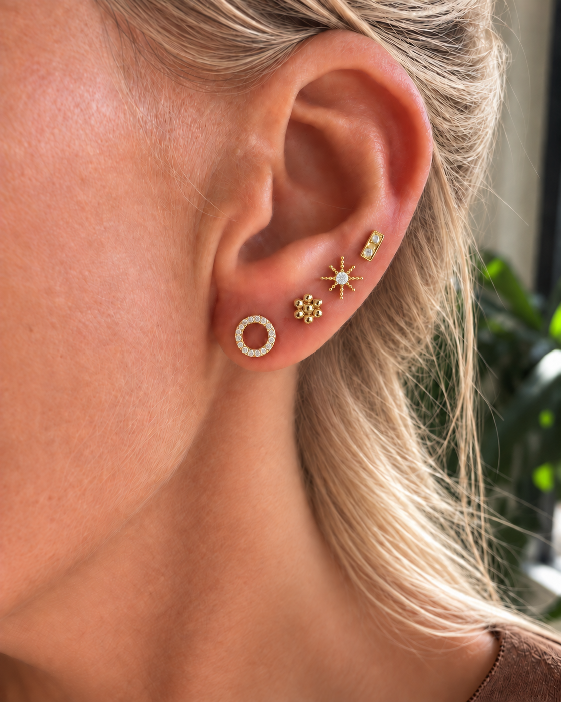 Mix oorstekers 4 stuks - verguld sterling zilver