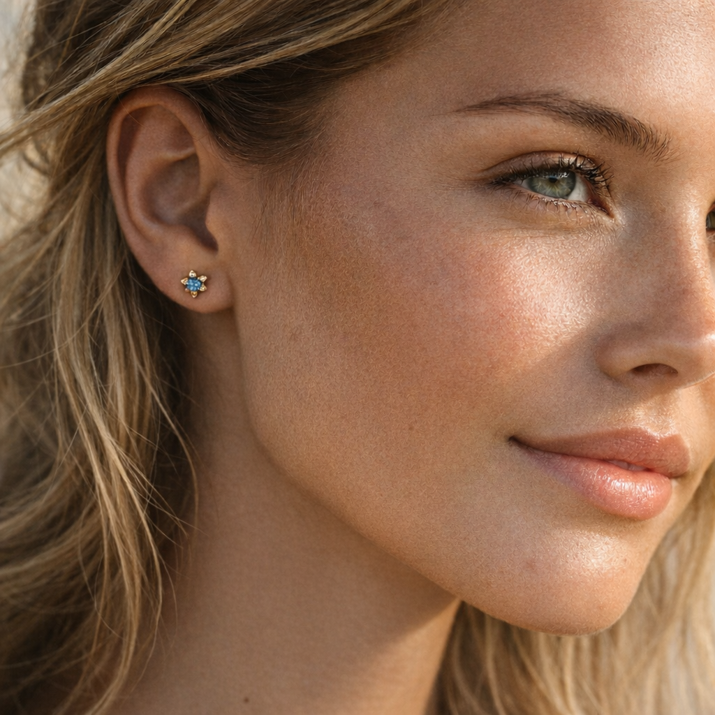 Oorknopjes GIA – Azuurblauw 18K verguld