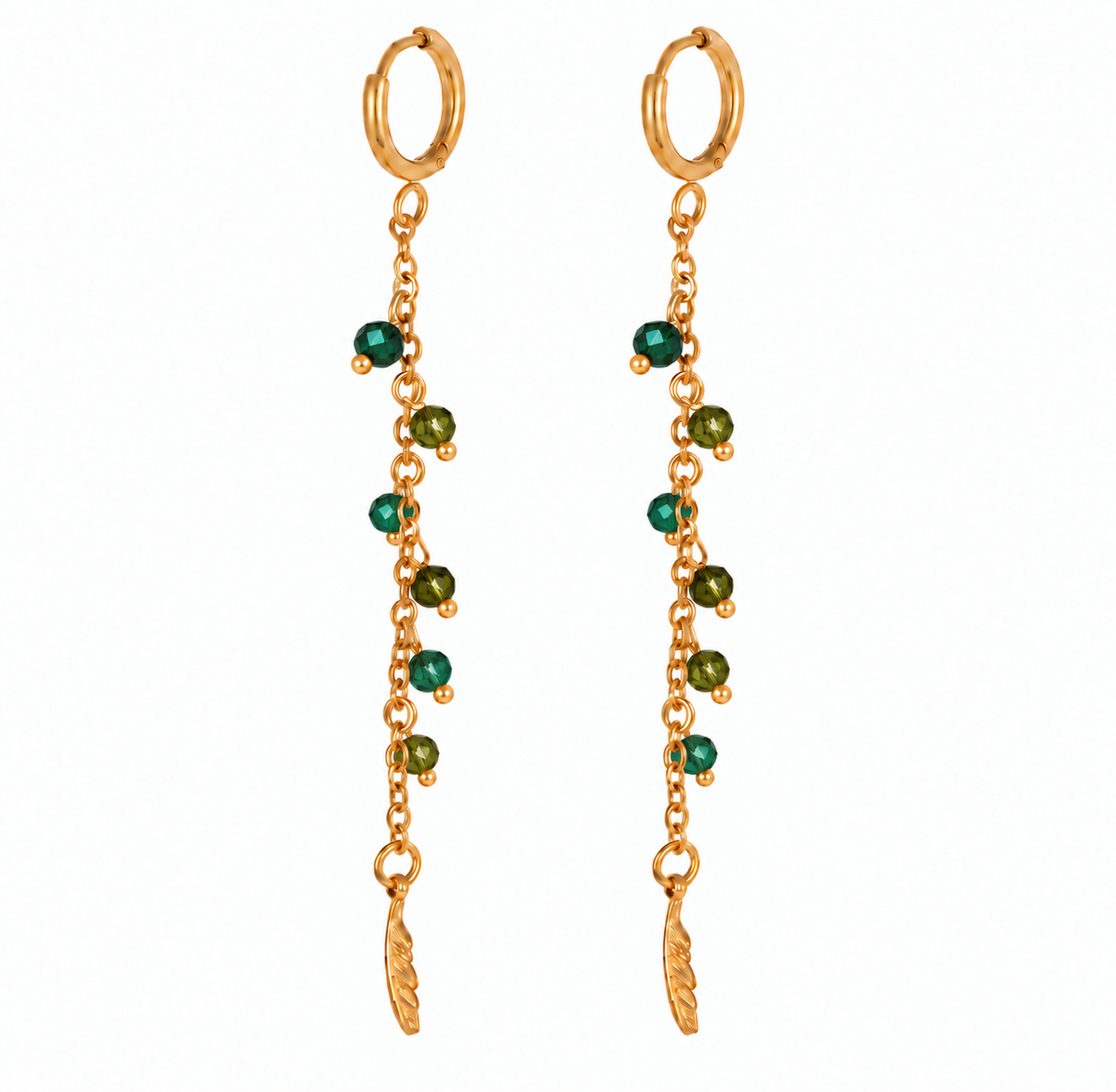 Oorbellen Lucia verguld - emerald