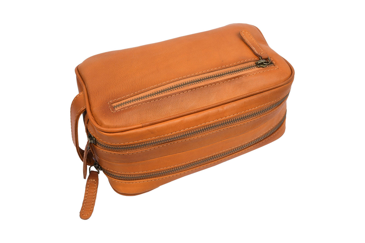 Dubbele toilettas Faust - Cognac