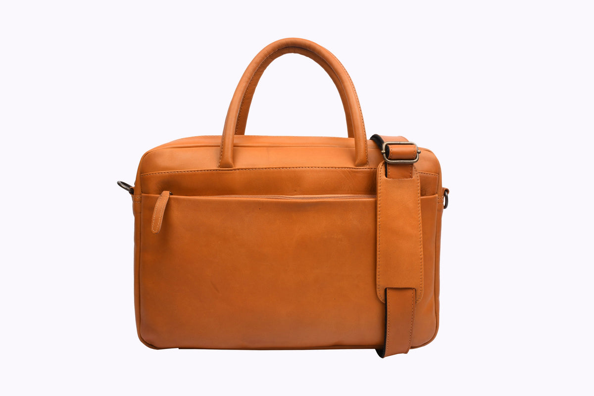 Laptoptas Faust dubbel - Cognac