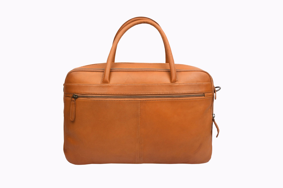 Laptoptas Faust dubbel - Cognac