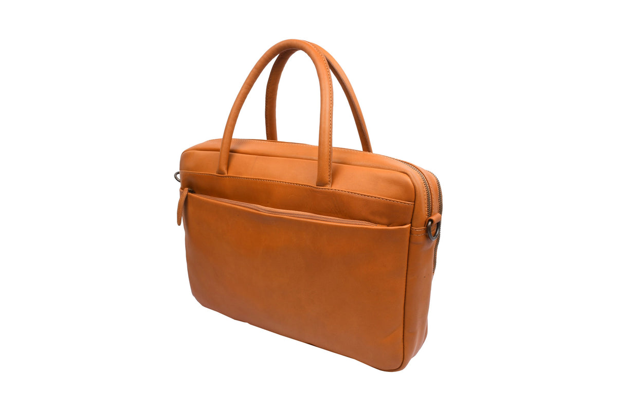 Laptoptas Faust dubbel - Cognac