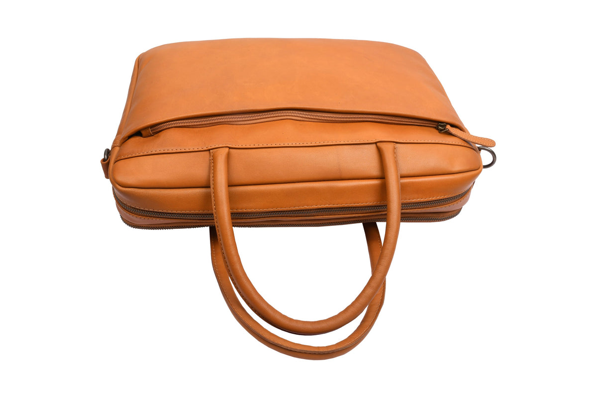 Laptoptas Faust dubbel - Cognac