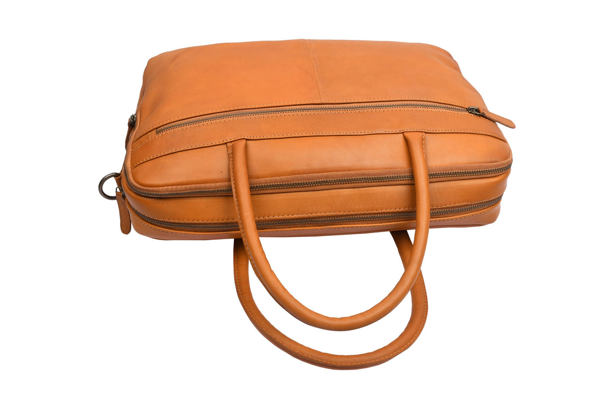 Laptoptas Faust dubbel - Cognac