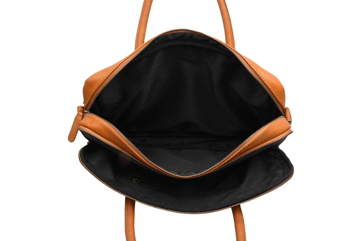 Laptoptas Faust dubbel - Cognac