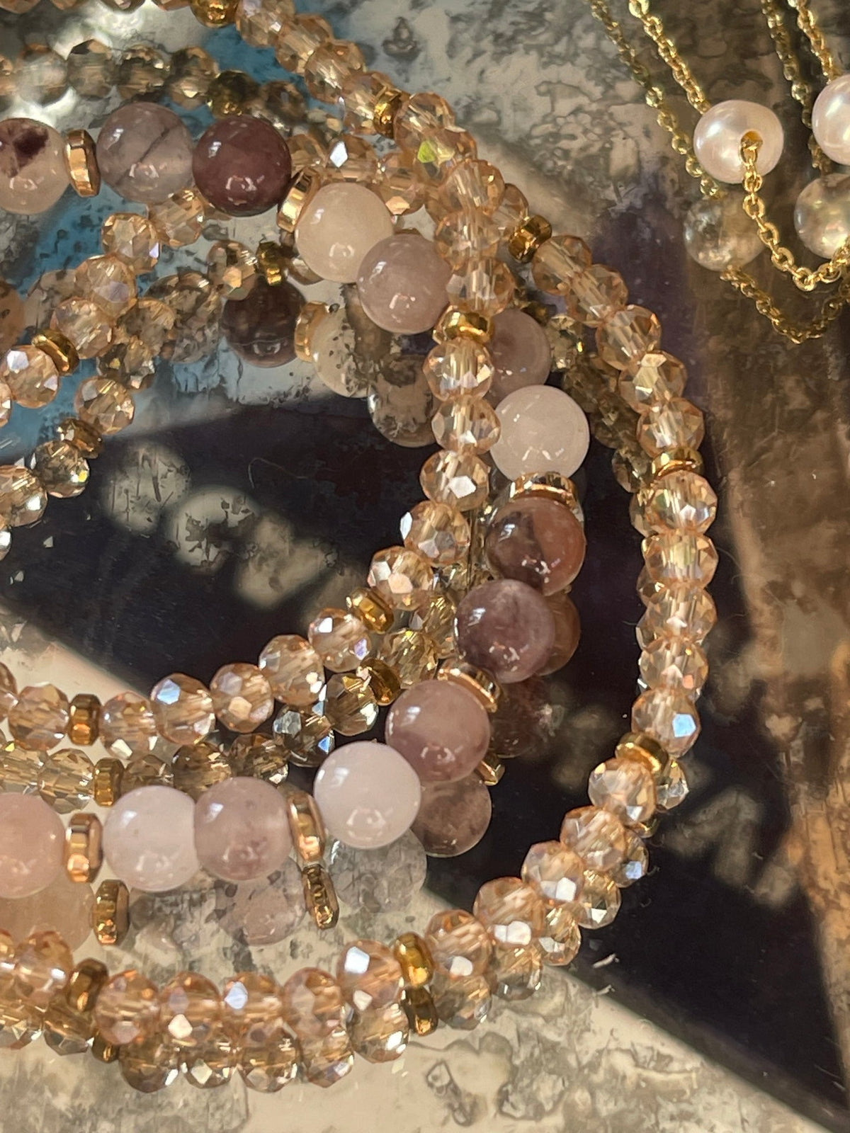 Armbanden Luna Blush Mix / Naturel – Set van 3