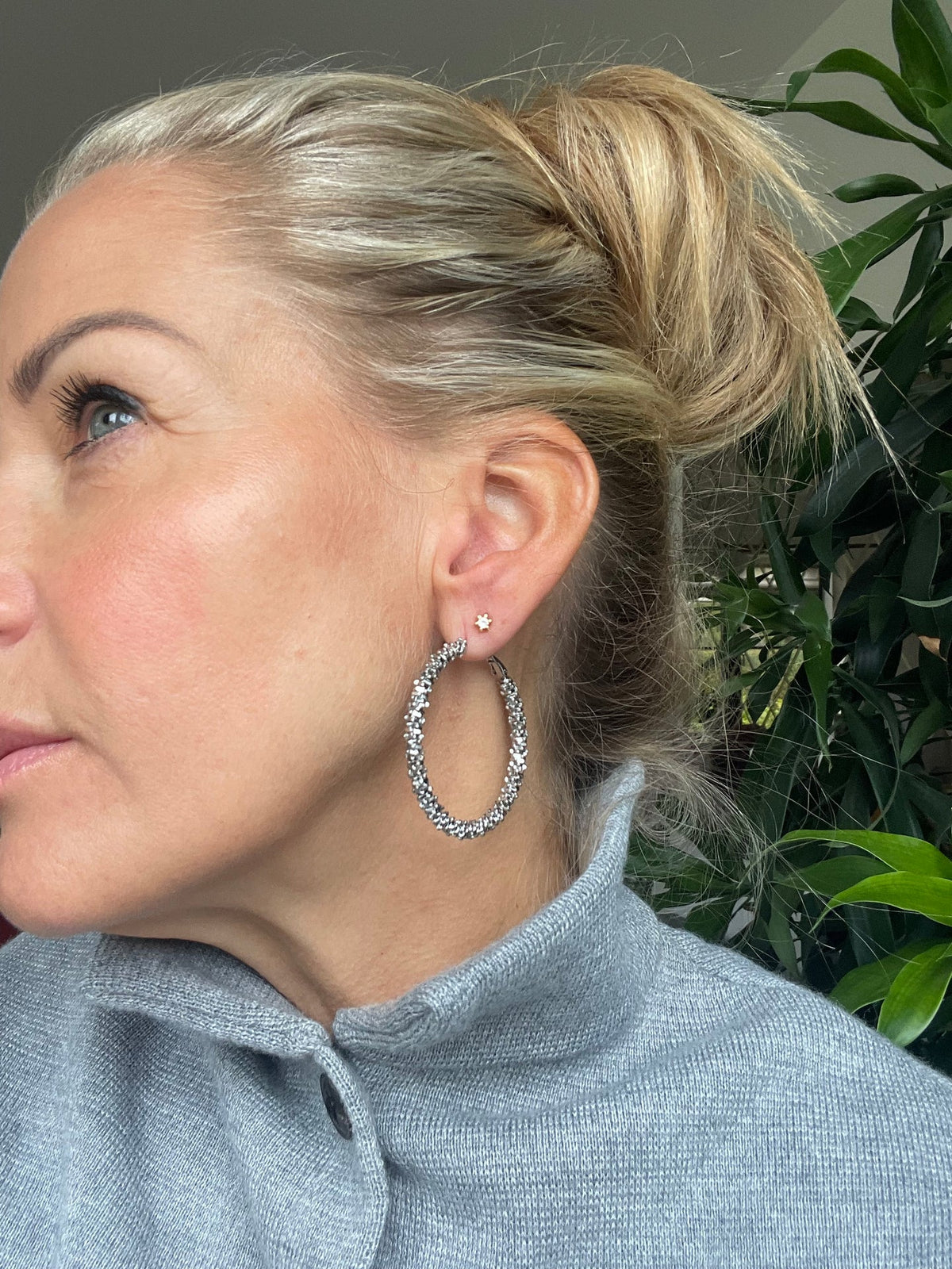 Oorbellen INA Hoops Large - verzilverd