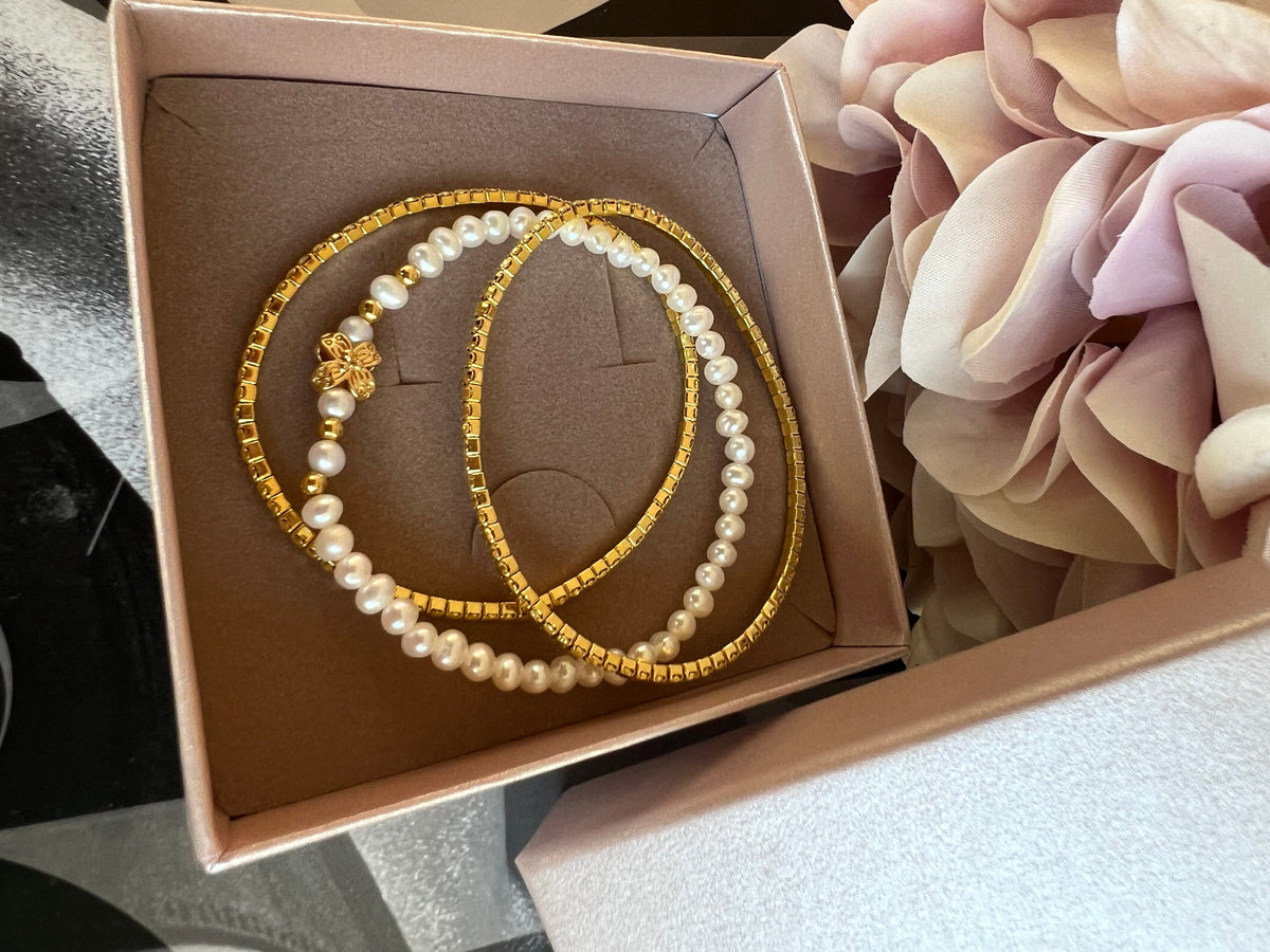 Armband Vega Set/3 - Echte zoetwaterparels