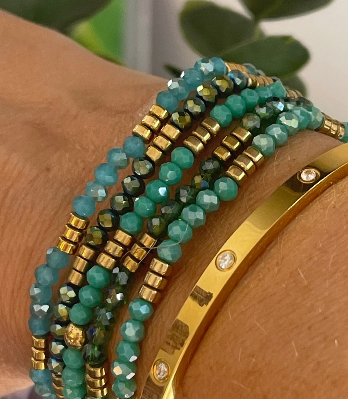 Armband Merle – green mix 1 st.