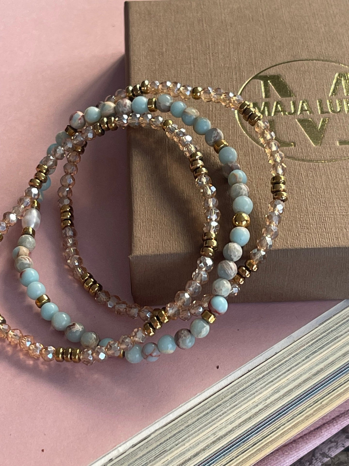 Armbanden Leah Sea Breeze/Natuur – Set van 3 stuks