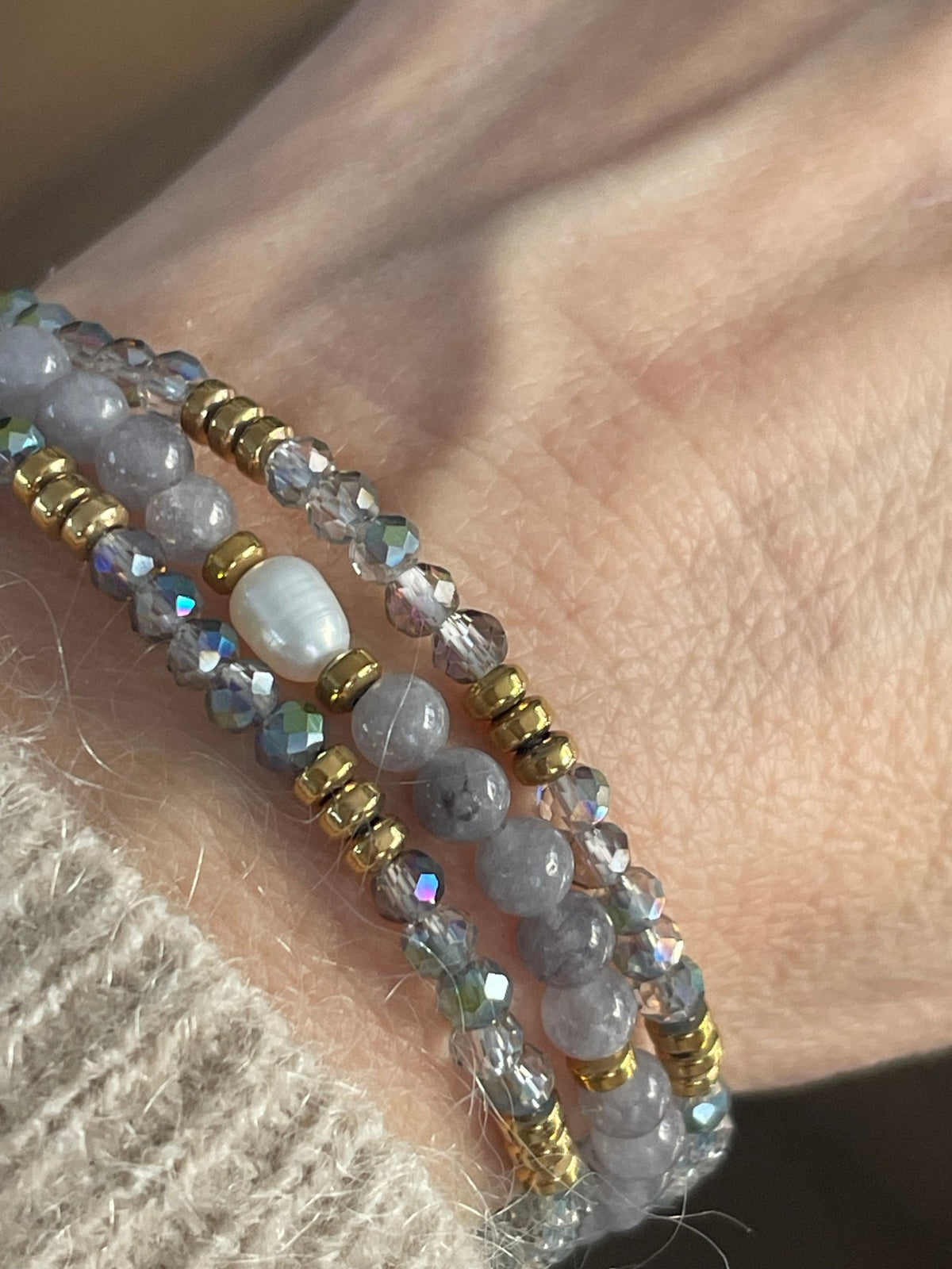 Armband Leah Lavendel/Stone – Set van 3 stuks