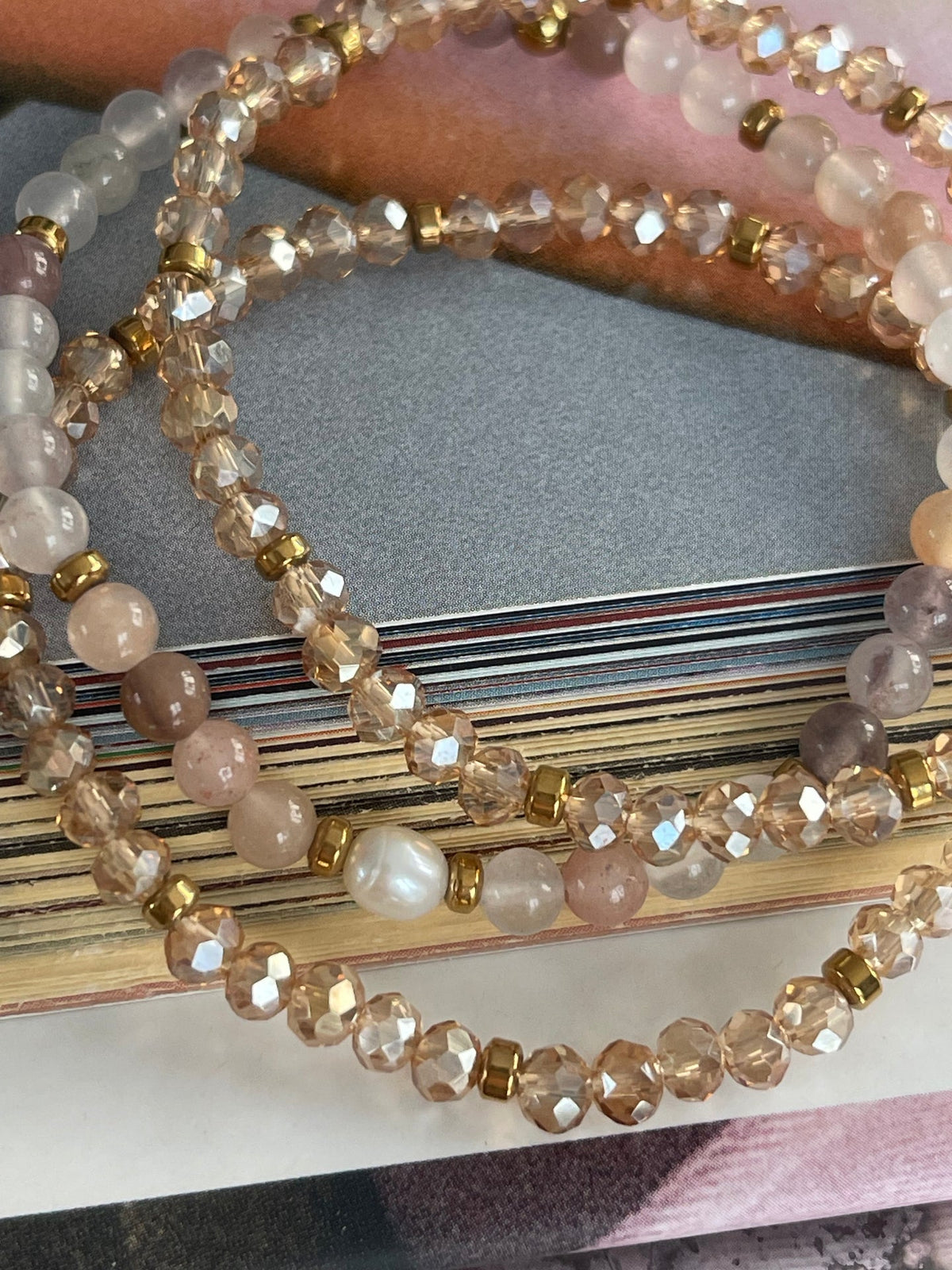 Armbanden Leah Blush/Natuur – Set van 3 stuks